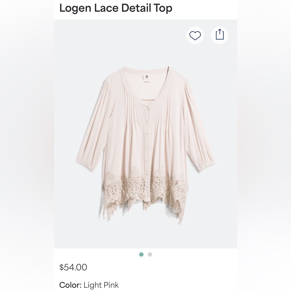 💜 Hazel Blush Pink Lace Trimmed Buttoned Blouse from Stitch Fix